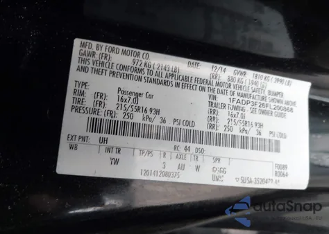 2015 Ford Focus Se z USA, uszkodzony, nr VIN 1FADP3F26FL200868